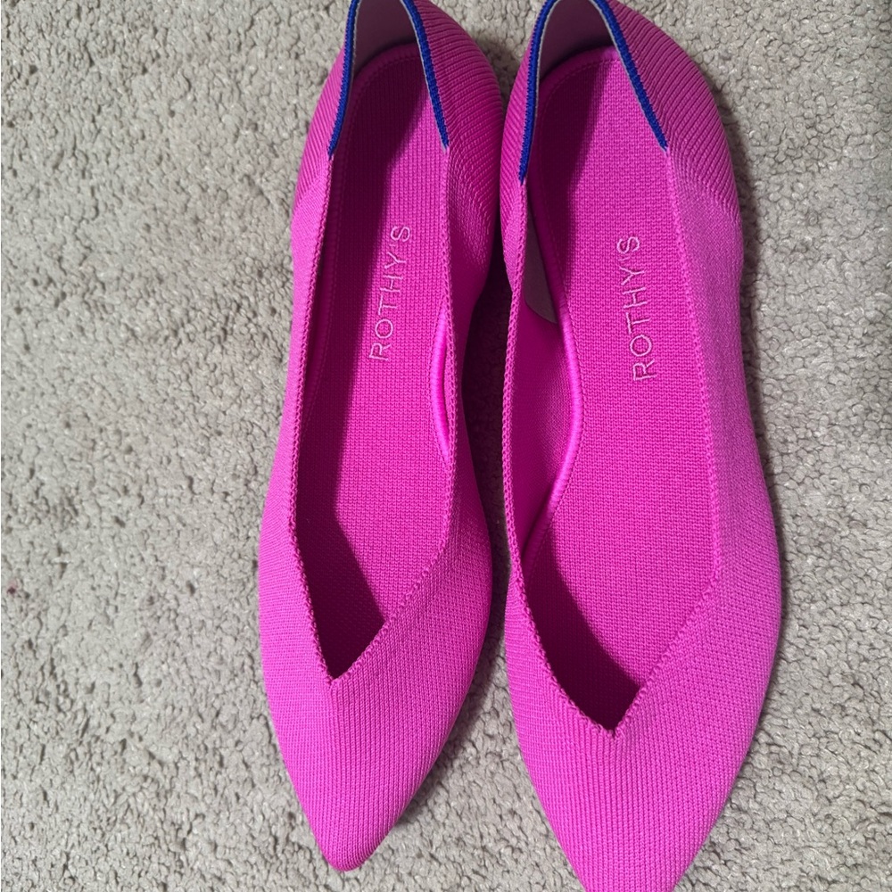 Rothy's Fuchsia Flats with Blue Accents